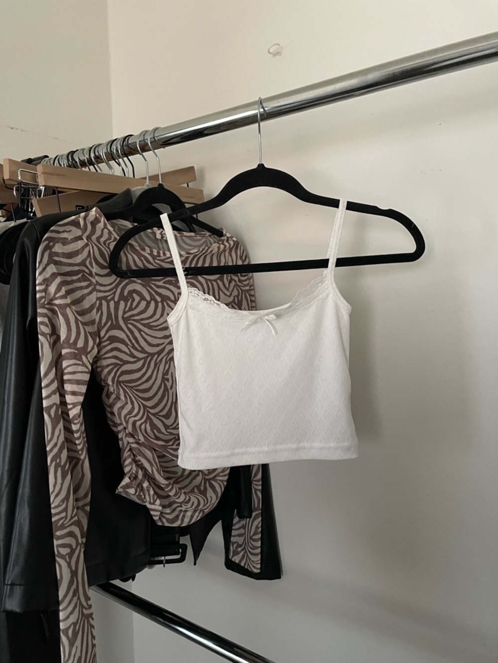 3/$15 White Lace Trim Cami Tank Top